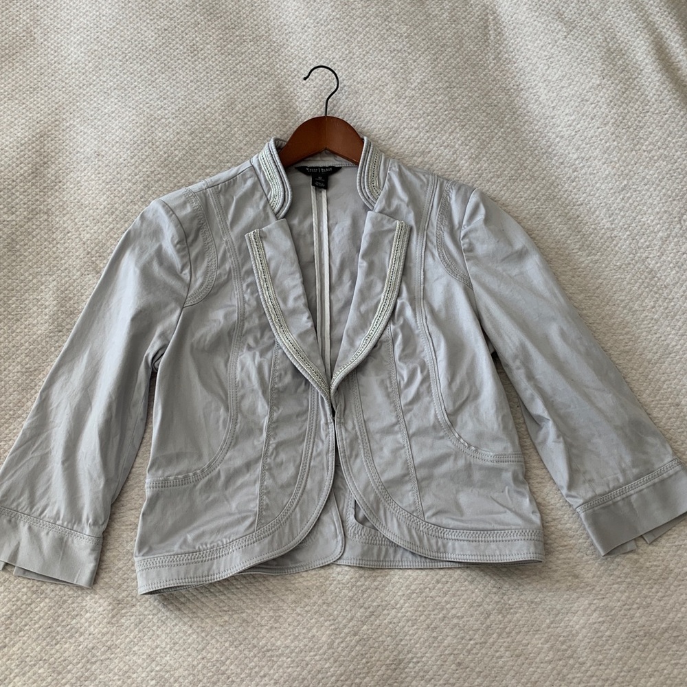 WHBM cropped 3/4 sleeve jacket with beaded detail